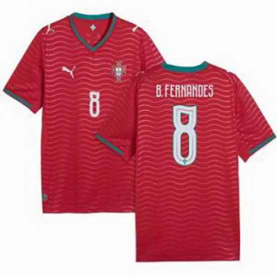 Men 8 Portugal Bruno Fernandes Home Replica Jersey   1
